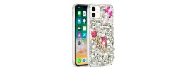 For Apple iPhone 12 Pro Max 6.7 Full Diamond with Ornaments Case Cover - Red Exquisite Garden