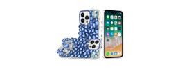For Apple iPhone 12 Pro Max 6.7 Jewel Full Diamond Bling Case Cover - Blue