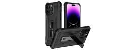 For Apple iPhone 12 Pro Max 6.7 Mighty Zinc Oil Kickstand with UV Oil Premium Material Hybrid - Black