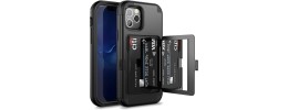For Apple iPhone 12 Pro Max 6.7 Multiple Card Holder Kickstand Hybrid Case Cover - Black