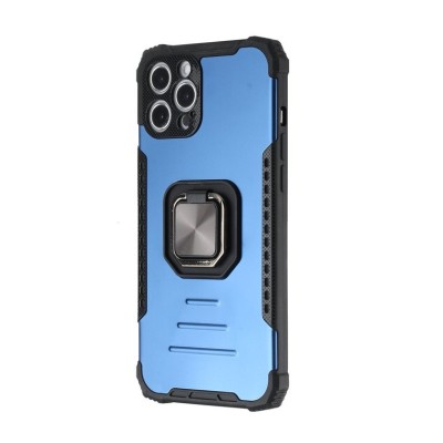 For Apple iPhone 12 Pro Max 6.7 OPTIMUM Magnetic Ring Stand Hybrid Case Cover - Blue