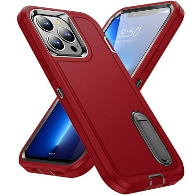 For Apple iPhone 12 Pro Max 6.7 PEAK 3in1 Toughest Hybrid with Stand Cover Case - Black/Red