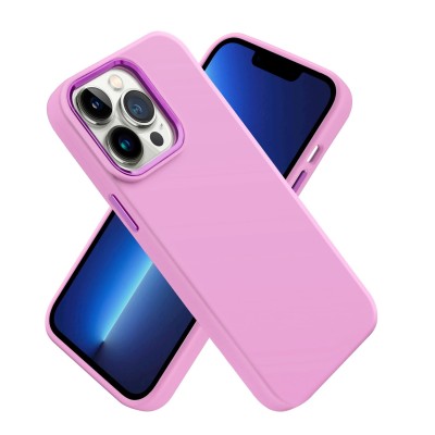 For Apple iPhone 12 Pro Max 6.7 Premium LIQUID Silicone with Metal Buttons and Camera Edges Case Cover - Rose Pink