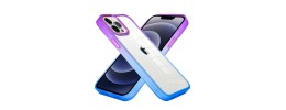 For Apple iPhone 12 Pro Max 6.7 Radiant Two Tone Transparent Thick Hybrid Case Cover - Purple/Blue