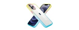 For Apple iPhone 12 Pro Max 6.7 Radiant Two Tone Transparent Thick Hybrid Case Cover - Yellow/Light Blue