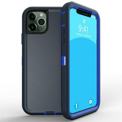 For Apple iPhone 12 Pro Max 6.7 Rank Tough Strong Modern Fused Hybrid Case Cover - Blue
