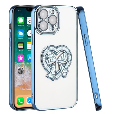 For Apple iPhone 12 Pro Max 6.7 SPLENDID Glitter BOW Design TPU Case Cover - Blue
