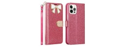 For Apple iPhone 12 Pro Max 6.7 SPLENDID Glitter BOW Design TPU Case Cover - Red
