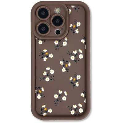 For Apple iPhone 12 Pro Max 6.7 SPLENDID Glitter Good Luck Floral Design TPU Case Cover - Brown