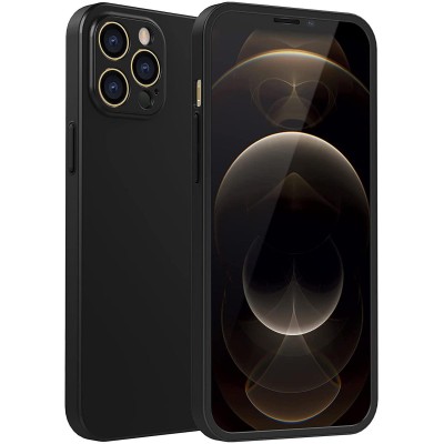 For Apple iPhone 12 Pro Max 6.7 Tempered 2in1 3D Full Protection Hybrid Zinc Alloy Ultra Thin with Logo Hole Case Cover - Black