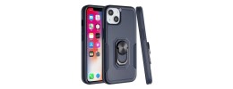 For Apple iPhone 12 Pro Max 6.7 Tough Strong Dual Layer Flat Magnetic Ring Stand Case Cover - Blue
