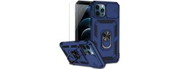 For Apple iPhone 12 Pro Max 6.7 Well Protective Magentic Ring Stand Camera Protective Cover Case - Blue