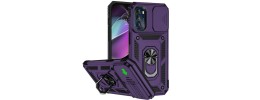 For Apple iPhone 12 Pro Max 6.7 Well Protective Magentic Ring Stand Camera Protective Cover Case - Purple
