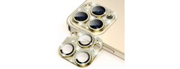 For Apple iPhone 13 Pro/13 Pro Max Diamond Bling Camera Lens Full Tempered Glass - Gold