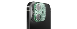 For Apple iPhone 13 Pro/13 Pro Max Diamond Bling Camera Lens Full Tempered Glass - Midnight Green