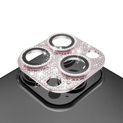 For Apple iPhone 13 Pro/13 Pro Max Diamond Bling Camera Lens Full Tempered Glass - Silver