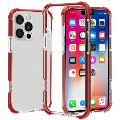 For Apple iPhone 14 6.1" Acrylic Tough 2.5mm Transparent ShockProof Hybrid Case Cover - Red