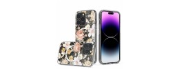 For Apple iPhone 14 6.1" Beautiful 3in1 Floral Epoxy Design Hybrid Case Cover - E