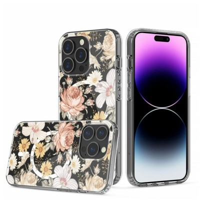 For Apple iPhone 14 6.1" Beautiful 3in1 Floral Epoxy Design Hybrid Case Cover - E