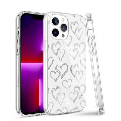 For Apple iPhone 14 6.1" Beautiful Laser Clear Glitter Design Hybrid Case Cover - C