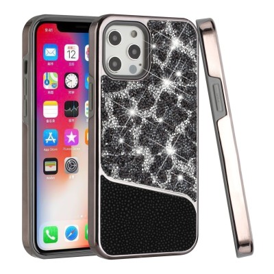 For Apple iPhone 14 6.1" Bling Animal Design Glitter Hybrid Case Case - Blue Zebra