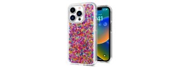 For Apple iPhone 14 6.1" Bling Glitter Chips Epoxy Hybrid Case Cover - A