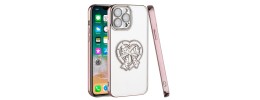 For Apple iPhone 14 6.1" Chromed Logo Bling Glitter Ornaments Transparent Hybrid Case Cover - BowKnot Black