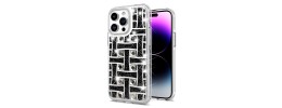 For Apple iPhone 14 6.1" Chromed Logo Bling Glitter Ornaments Transparent Hybrid Case Cover - BowKnot Silver