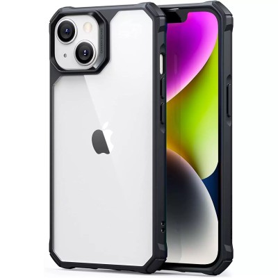 For Apple iPhone 14 6.1" Clear Transparent Hybrid Case Cover - Clear PC + Black TPU