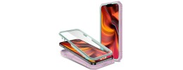 For Apple iPhone 14 6.1" DISCOVER Ring Stand Hybrid With Slide Camera Cover Case - Pink/Red