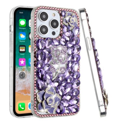 For Apple iPhone 14 6.1" Deluxe Glitter Diamond Case Cover - Purple