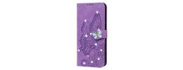 For Apple iPhone 14 6.1" Diamond Bling Design Wallet With Lanyard Cover Case - Colorful Butterfly