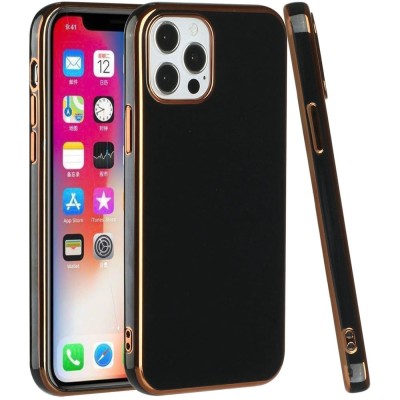 For Apple iPhone 14 6.1" Electroplated Fashion Solid Color TPU Case Cover - Black
