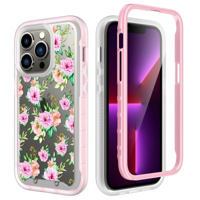 For Apple iPhone 14 6.1" Exotic ShockProof Design Hybrid Case Cover - Floral Bouquet