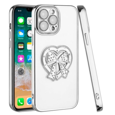 For Apple iPhone 14 6.1" Full Diamond with Ornaments Hard TPU Case Cover - Colorful Ornaments with Heart