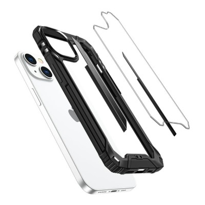 For Apple iPhone 14 6.1" High Quality Transparent Colored Bumper Hybrid Case Cover - Black