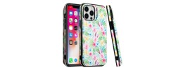 For Apple iPhone 14 6.1" Luxury Side Magnetic Button Card ID Holder PU Leather Case Cover - Foral B