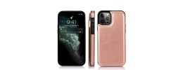 For Apple iPhone 14 6.1" Luxury Side Magnetic Button Card ID Holder PU Leather Case Cover - Rose Gold
