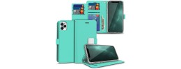 For Apple iPhone 14 6.1" Luxury Wallet Card ID Zipper Money Holder Case Cover - Teal