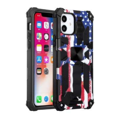 For Apple iPhone 14 6.1" Machine Design Magnetic Kickstand Case Cover - American Flag
