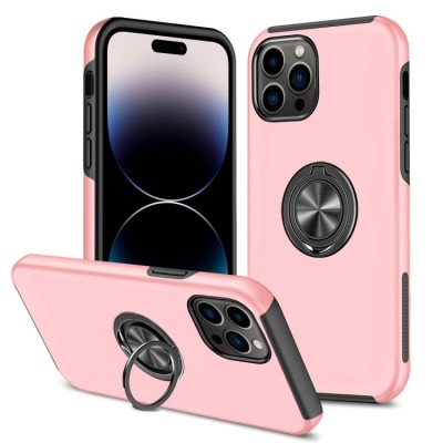 For Apple iPhone 14 6.1" Machine Magnetic Kickstand Case Cover - Rose Gold