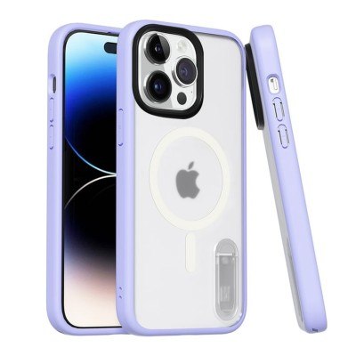 For Apple iPhone 14 6.1" Machine Magnetic Kickstand Case Cover - Silver