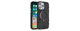 For Apple iPhone 14 6.1" [Magnetic Circle] CD Pattern Transparent Rugged Hybrid - Black