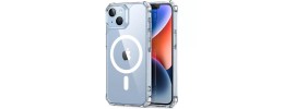 For Apple iPhone 14 6.1" [Magnetic Circle] CD Pattern Transparent Rugged Hybrid - Dark Blue