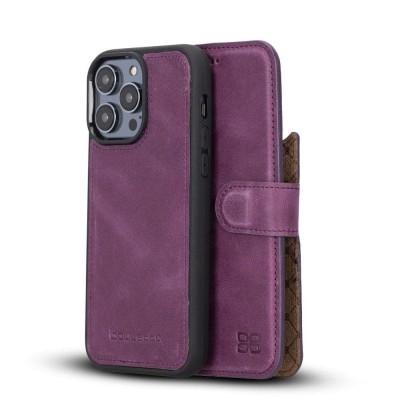 For Apple iPhone 14 6.1" PU Leather Window Flap Case with Cover - Dark Purple