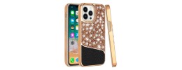 For Apple iPhone 14 6.1" Pearl Diamond Glitter Hybrid Case Cover - Rose Gold