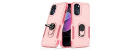 For Apple iPhone 14 6.1" Perfect Tough Thick Hybrid With Metal Ring Stand Cover Case - Light Pink