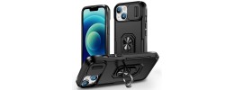 For Apple iPhone 14 6.1" Premium 3.0mm Thick Magnetic Ring Kickstand Multiview Cover - Black