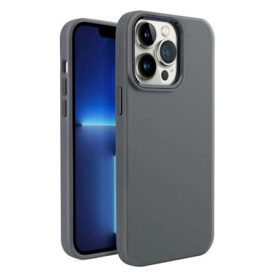 For Apple iPhone 14 6.1" Premium LIQUID Silicone with Metal Buttons and Camera Edges Case Cover - Grey