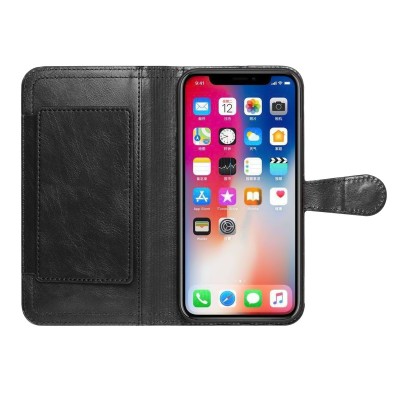 For Apple iPhone 14 6.1" Premium Wallet MultiCard Holder Money Zipper With Magnetic Flap - Black